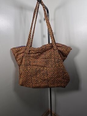 African-print fabric tote/duffel-style bag